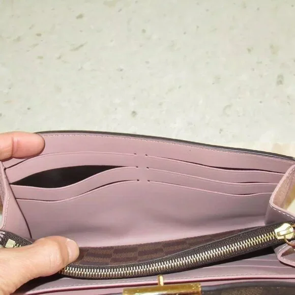 2019 Louis Vuitton FRANCE Damier Pink Croisette Pink Tassel Emilie Sarah Wallet - Picture 14 of 16